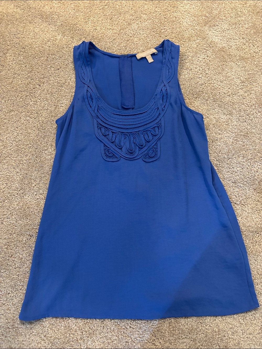 Banana Republic Cobalt Blue Embroidered Scoop Neck Tank